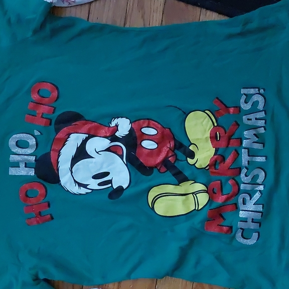 LIKE NEW Disney Junior's Baseball style long sleeve tee; L 11-13, Green white/re - Picture 3 of 14